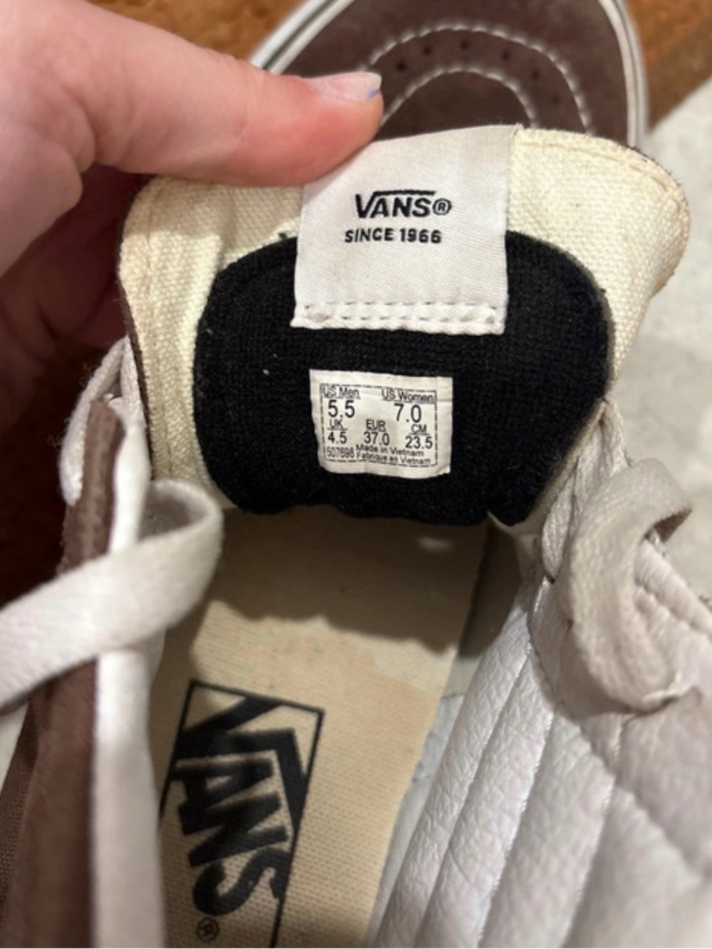 Vans Women's Brown and White Low-Top Skate Sneakers